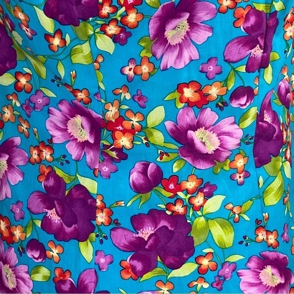 Cdc Vintage 90s Turquoise Floral Spring Sheath Dress Woman’s Size 4 - Picture 11 of 13